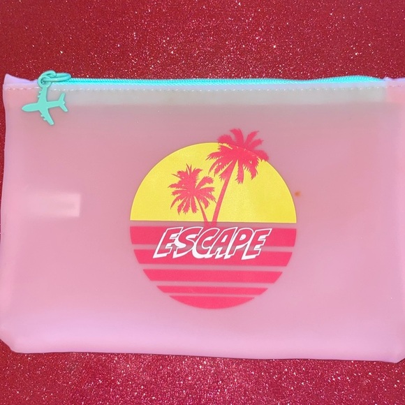 3/$10 Ipsy Glam Bag New July 2020 Take a Break Escape Frosted Pink Teal Airplane - Picture 2 of 10